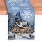 Gracefully Artful Winter Cabin 72" Table Runner, Merry Christmas Blue Rectangle Tablecloth with Snowflakes